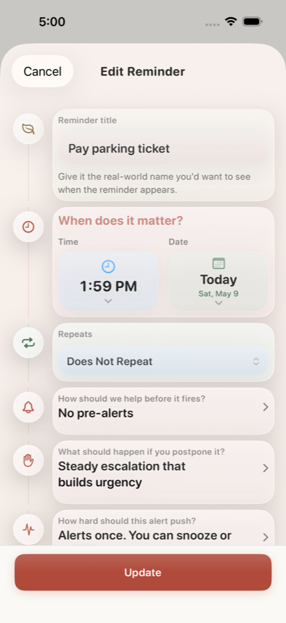 Remylo snooze escalation options